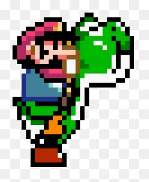 Super Mario World Mario With Yoshi Holding His Breath - 8 Bit ClipartFlare.com 