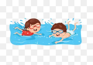 Two Kids Swimming Clipart Transparent - ClipartFlare