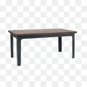 Indoor Walnut Color Elm Wood Table Top With 4 Black Metal Legs ClipartFlare.com 
