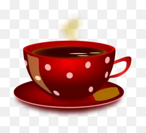 Red Spotty Tea Cup With Saucer And Cookie Vector Clip Art | Public ClipartFlare.com 