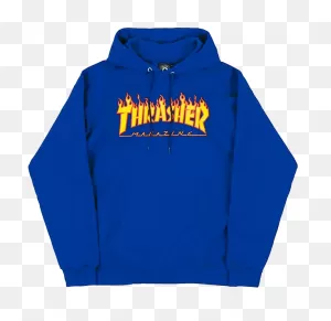 Thrasher Flames Hoody Sweater Small Royal Skateboard Hoodie