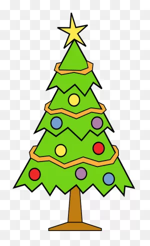 Christmas Tree With Ornaments, Tinsel, And A Star Clipart. Free ClipartFlare.com 