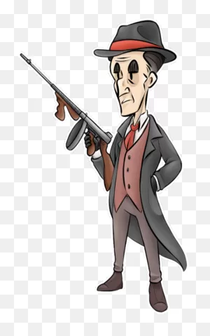 Cartoon Gun Clipart - Gangster Shooting Tommy Gun Painting - Png ClipartFlare.com 