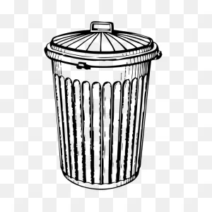 Vector Clip Art Of Trash Can Black And White | Free PNG-WebP