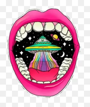 Trippy Rainbow Lips Alien Mouth Space Pink Freetoedit ClipartFlare.com 