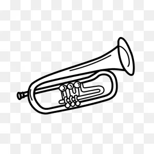 Trumpet Line Art Vector Illustration | Free PNG-WebP