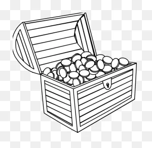 Treasure Chest Clip Art Coloring Page - Treasure Clipart Black And ClipartFlare.com 