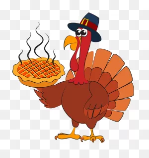 Thanksgiving Turkey In Pilgrim Hat Serving Hot Pumpkin Pie Clipart ClipartFlare.com 