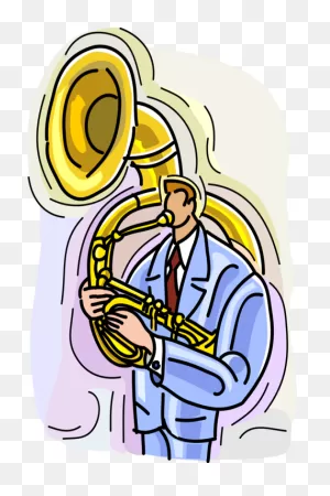 Vector Illustration Of Musician Playing Tuba Large - Tocando Tuba ClipartFlare.com 