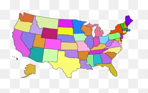 America Usa Map Png Colorful