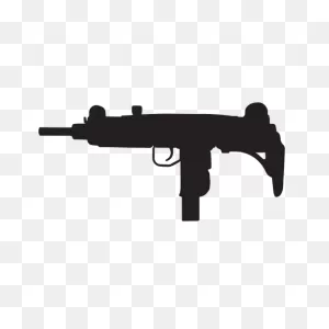 Uzi Submachine Gun Grey Silhouette Transparent Png & PNG-WebP Vector