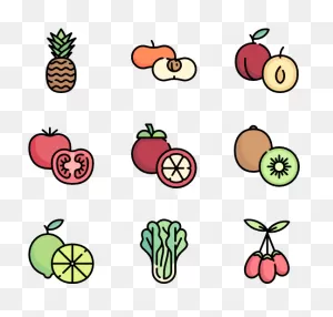 Icons Free Vector Fruits And Vegetables - Cartoon Fruits And ClipartFlare.com 