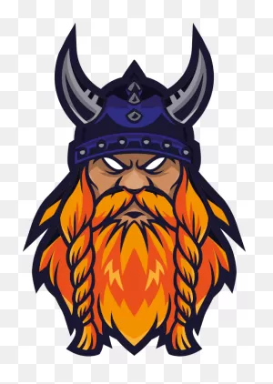 Viking Cartoon Head With Helmet Character Wall Sticker