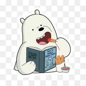 We Bare Bears Ice Bear Reading Sticker - Sticker Mania