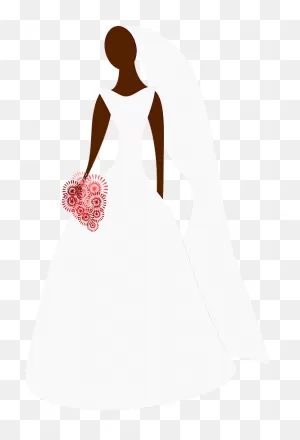 Simple Silhouette Of Dark Skin Bride In Her Wedding Dress Clipart ClipartFlare.com 