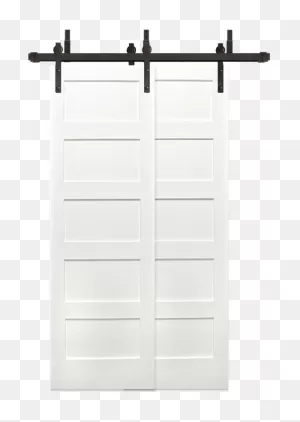 48 In. X 80 In. Bypass Unfinished 5-Panel Solid Core Primed Pine Wood  Sliding Barn Door With Bronze Hardware Kit | White Primed