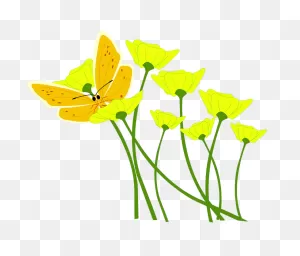 Yellow Butterfly Resting On Wildflowers Clipart. Free Download ClipartFlare.com 