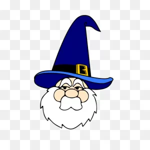 Vector Drawing Of Wizard Man With A Blue Hat | Free PNG-WebP