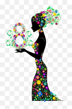 International Womens Day Flower Dress Line Clipart - International ClipartFlare.com 