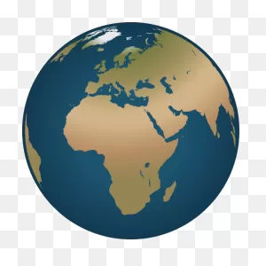 Outline Vector Drawing Of Globe Facing Europe And Africa | Free PNG-WebP