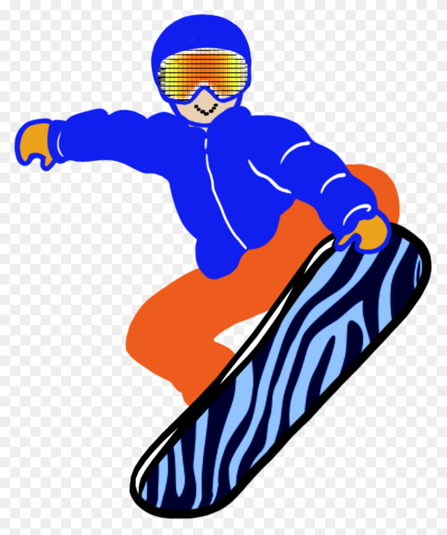 Snowboarder Blue Hat Snowboard Clipart - Snowboard