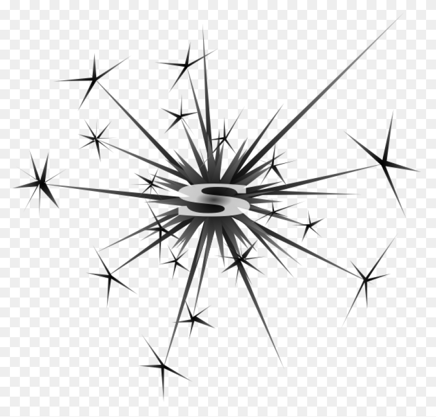 Sparkler Rubber Stamp Clipart - Ful