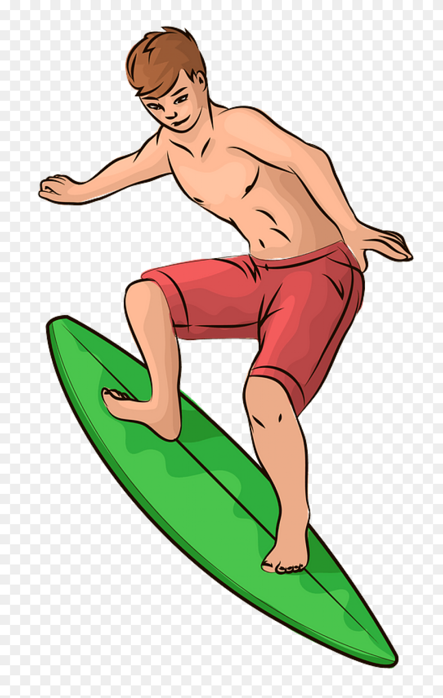 Girl Surfer Rides Surfboard - Vecto