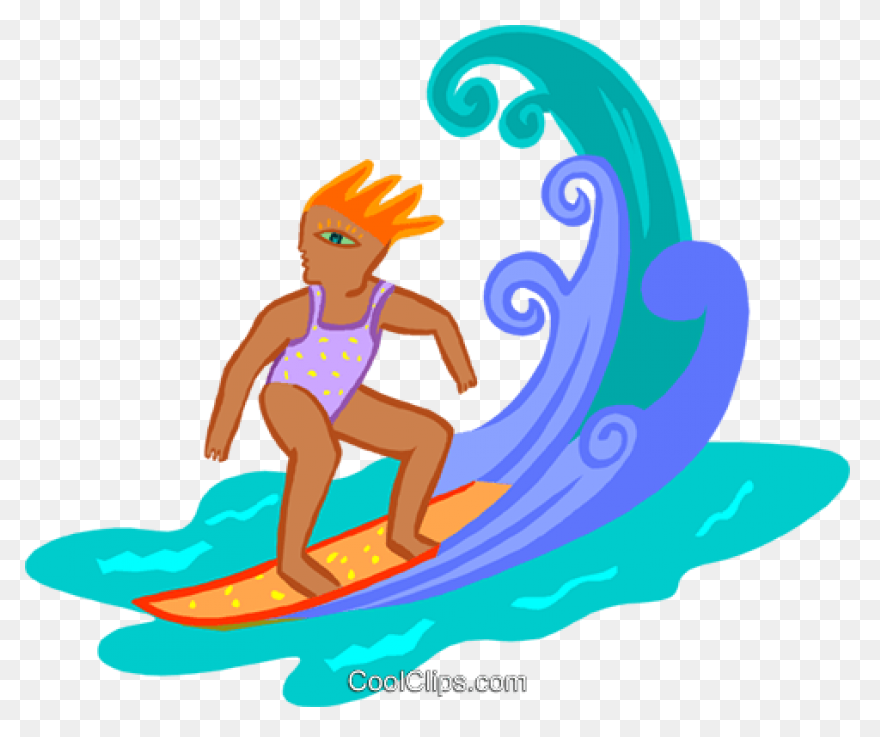 Girl Surfer Rides Surfboard Vector - Surfer