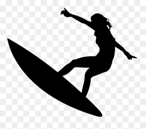 Girl Surfer Rides Surfboard - Vecto