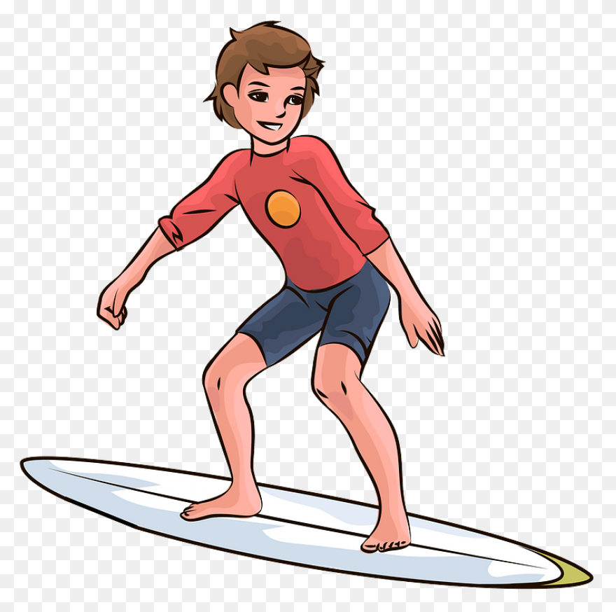 Girl Surfer Rides Surfboard - Vecto