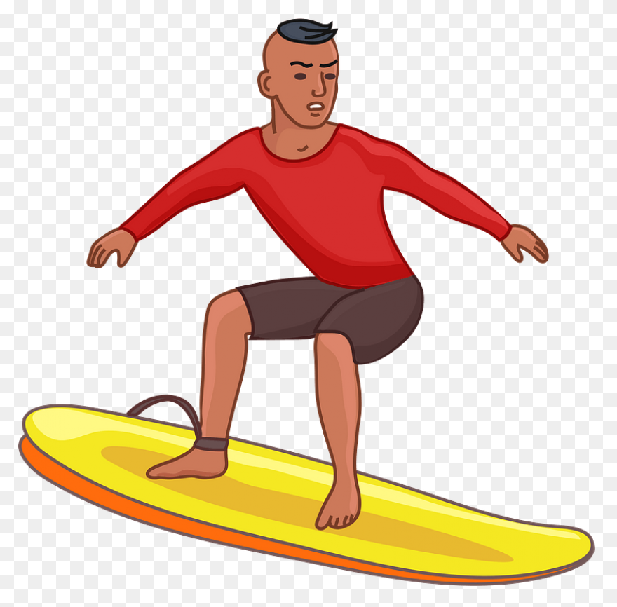 Girl Surfer Rides Surfboard - Vecto