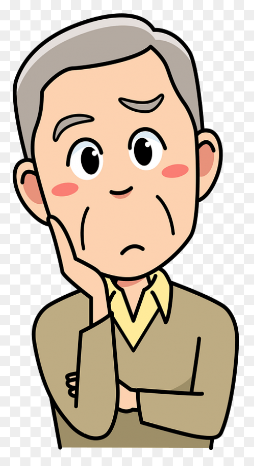 Cartoon Businessman Thinking With H
