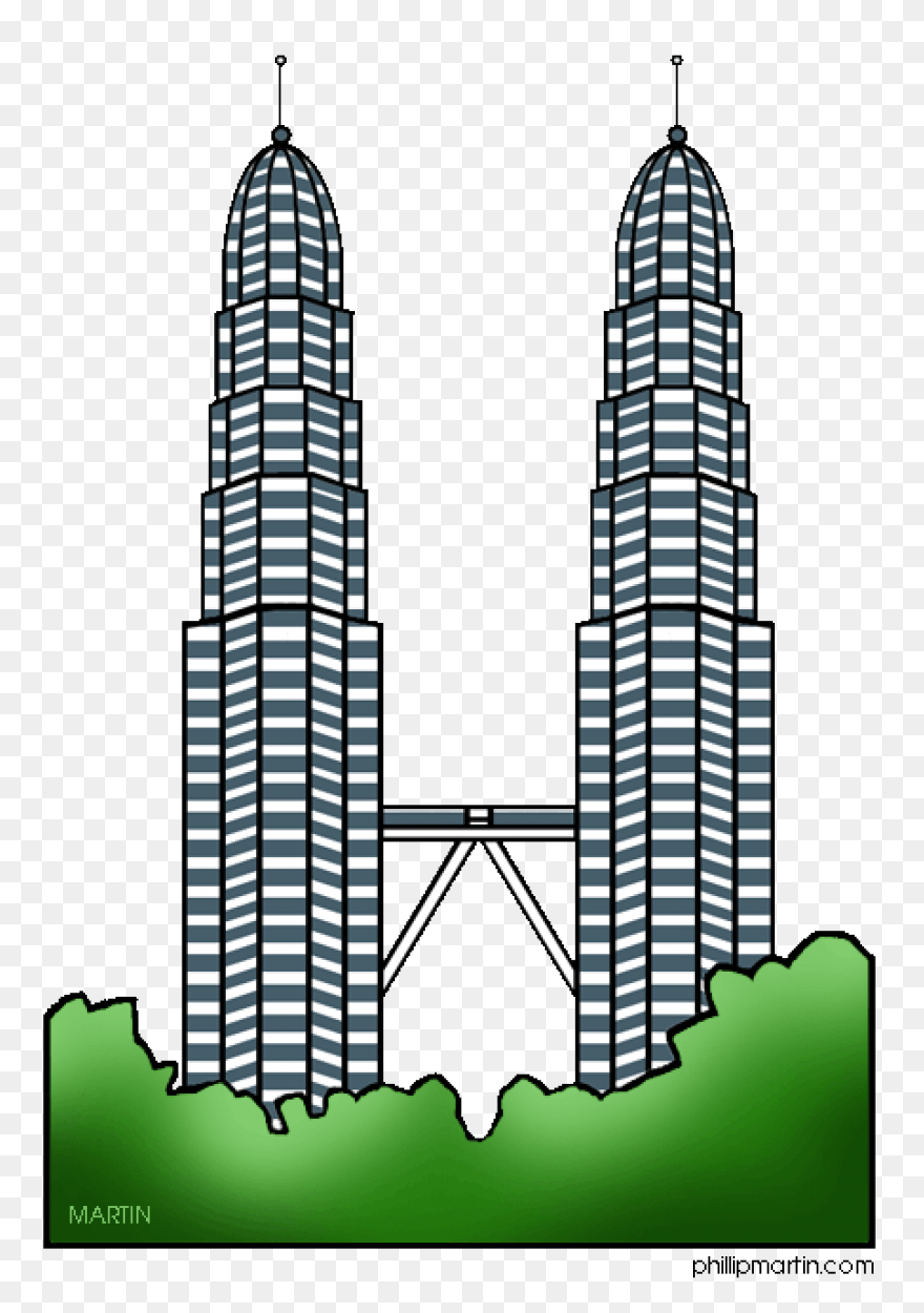 City Skyline With Twin Towers Stick