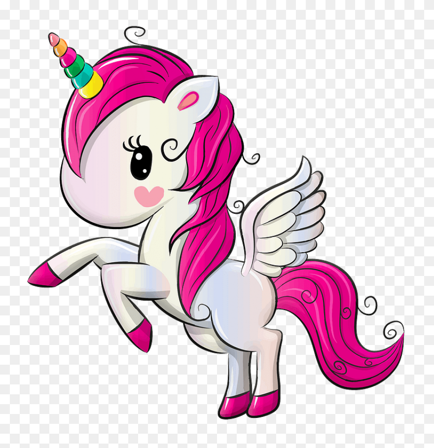 Unicorn Clipart - Pink, Mane, Head,