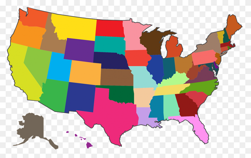 America Usa Map Png Colorful
