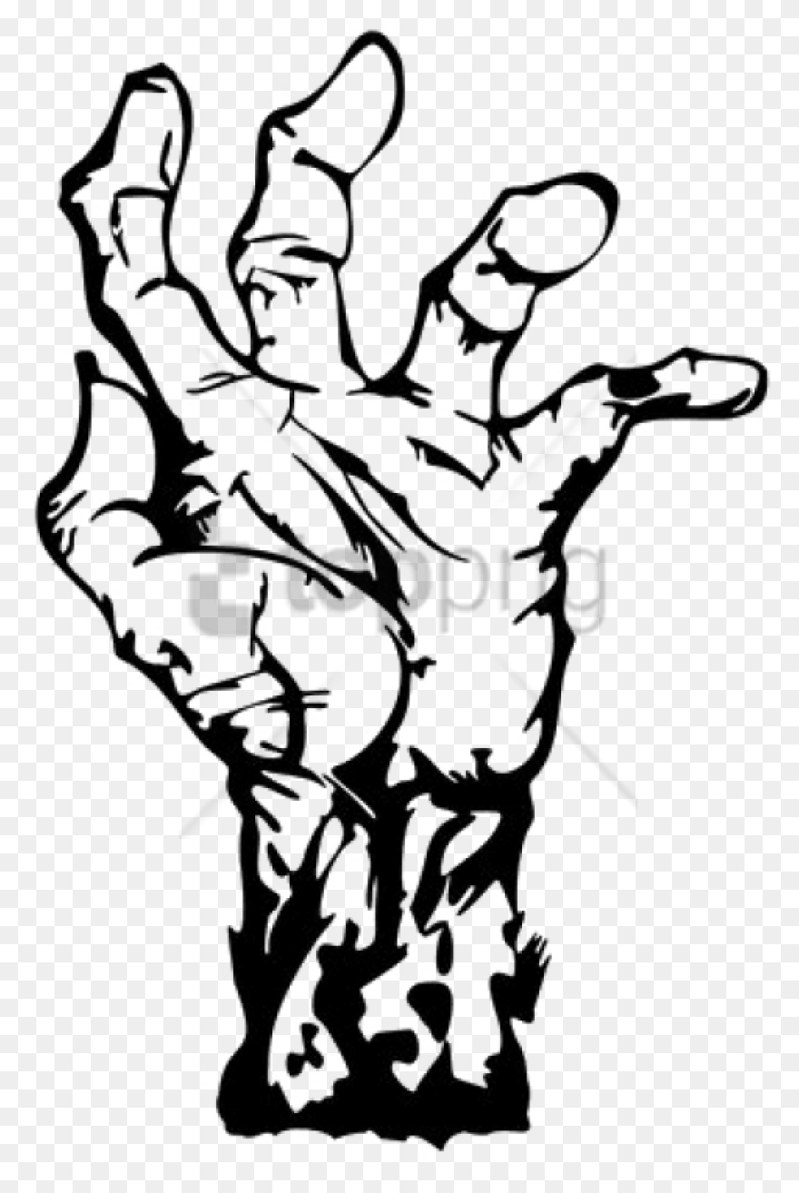 Zombie Hand Coloring Page Clipart -