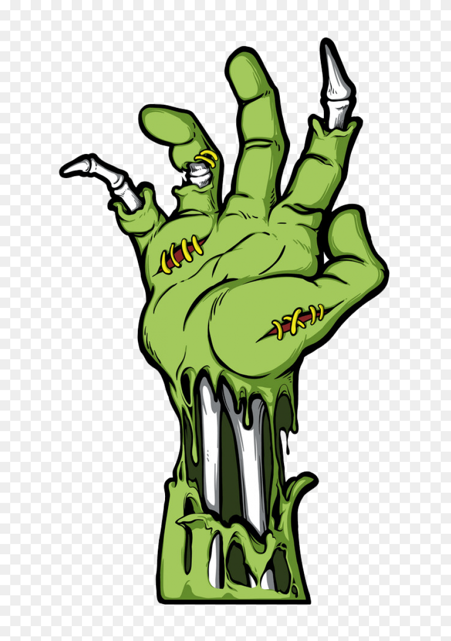 Zombie Hand Coloring Page Clipart -